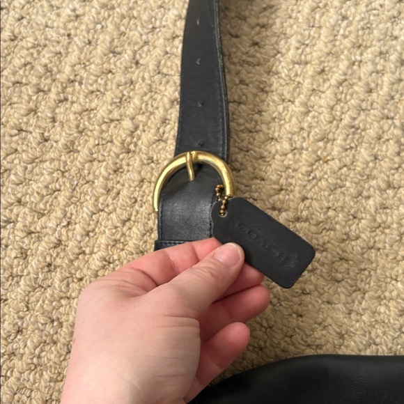 Vintage Coach Bedford Flap Shoulder Purse Black Leather - Picture 6 of 10